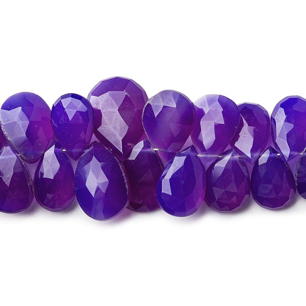 Purple Chalcedony faceted pears 7.5 inch 60 beads 8x7-14x10mm - The Bead Traders