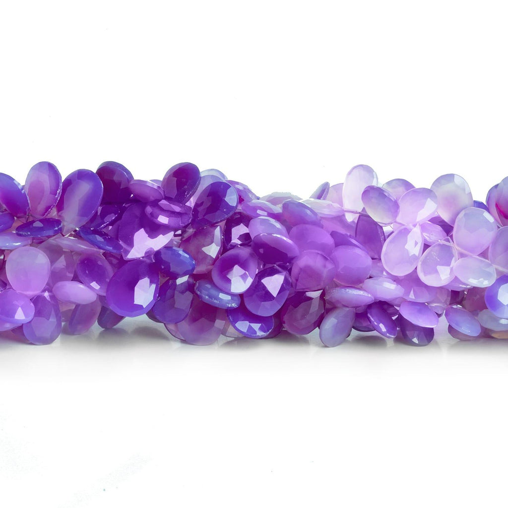 Purple Chalcedony Faceted Pears 8 inch 51 beads - The Bead Traders