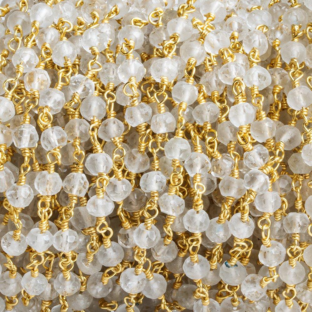 Quartz Faceted Rondelle Gold Chain by the Foot 34 pieces - The Bead Traders