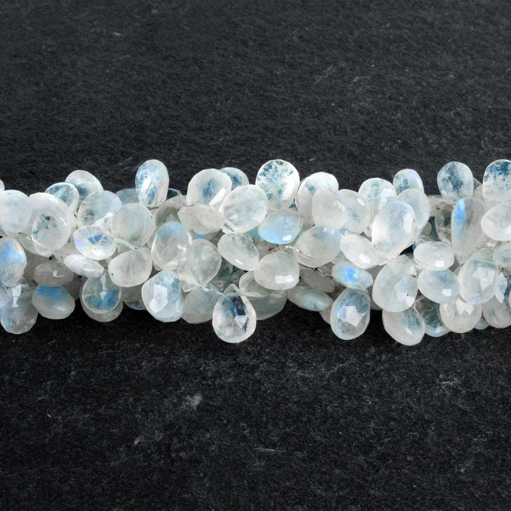 Rainbow Moonstone Faceted Pears 10 inch 70 beads - The Bead Traders