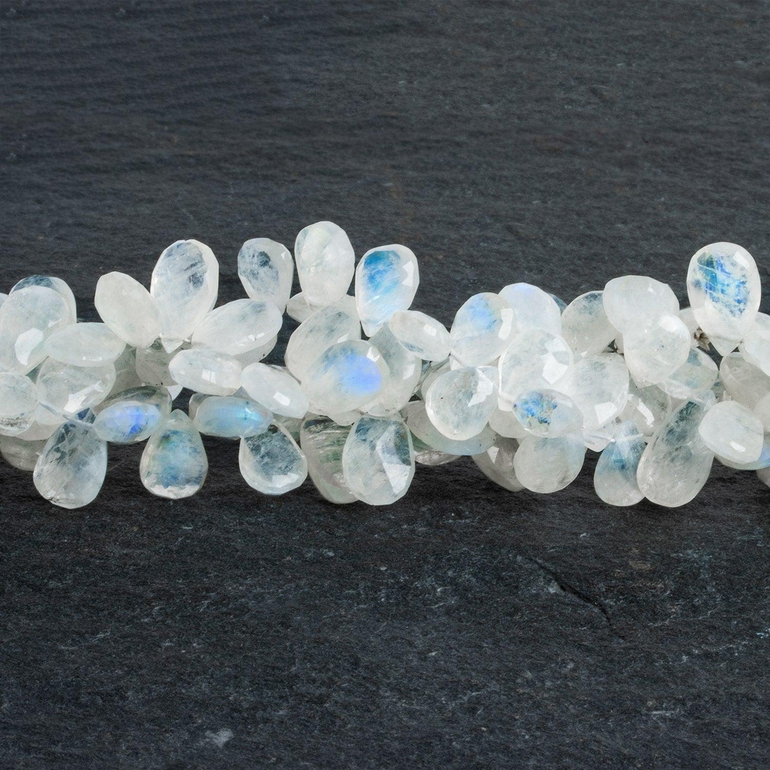 Rainbow Moonstone Faceted Pears 9.5 inch 68 beads - The Bead Traders