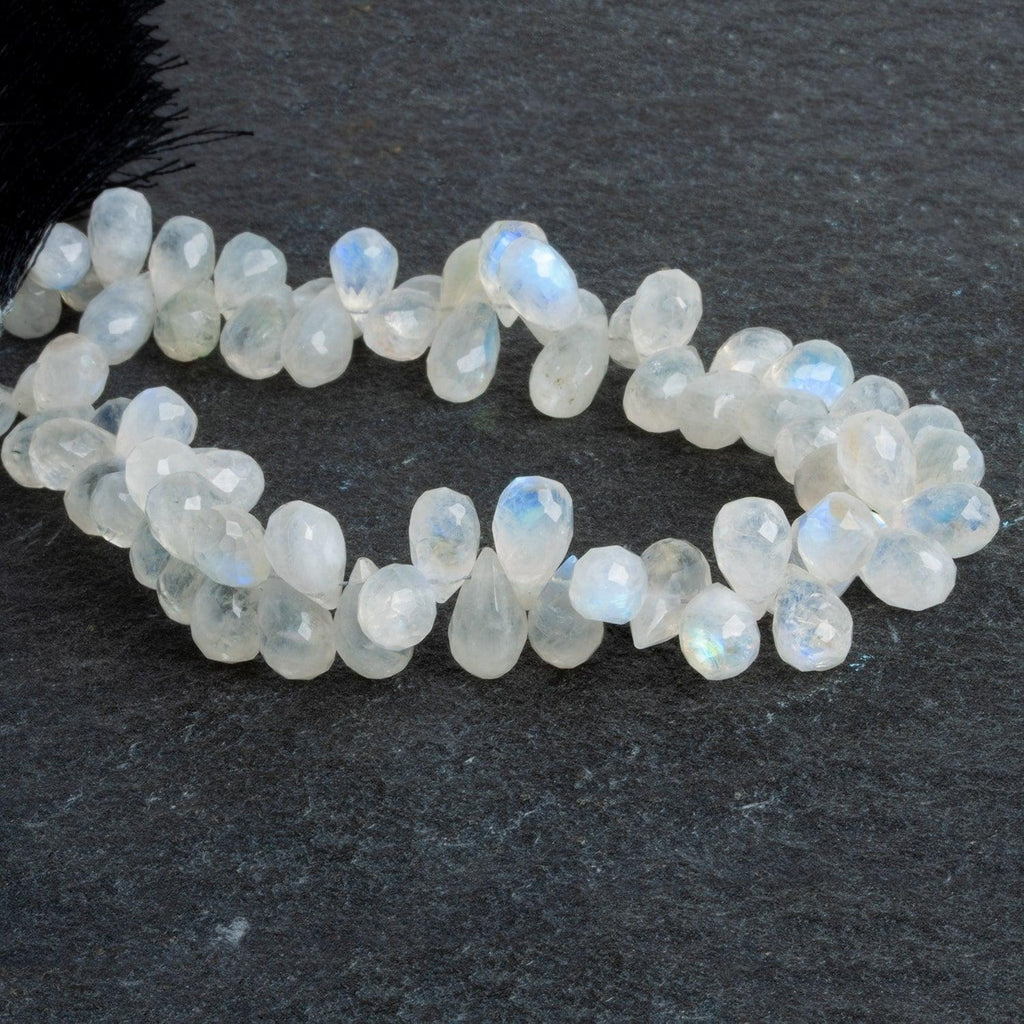 Rainbow Moonstone Faceted Teardrops 9 inch 95 beads - The Bead Traders