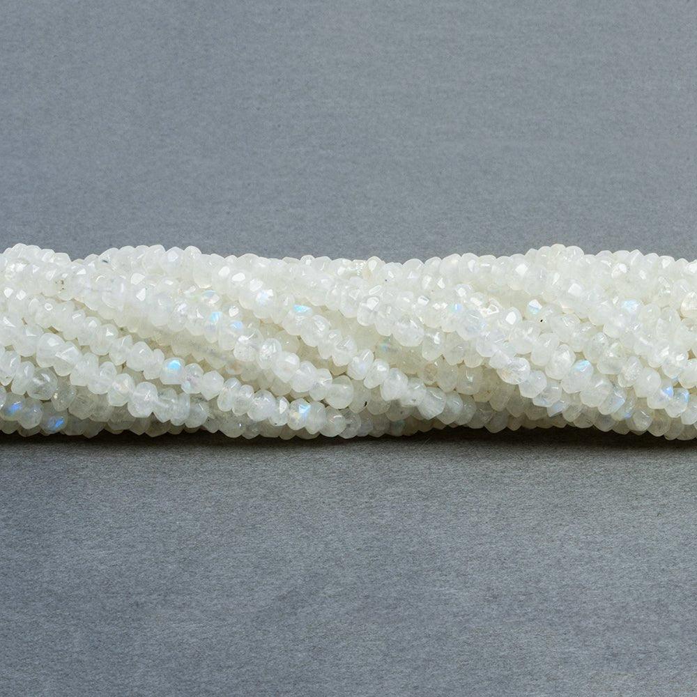 Rainbow Moonstone Handcut faceted rondelle 13 inch 120 beads - The Bead Traders