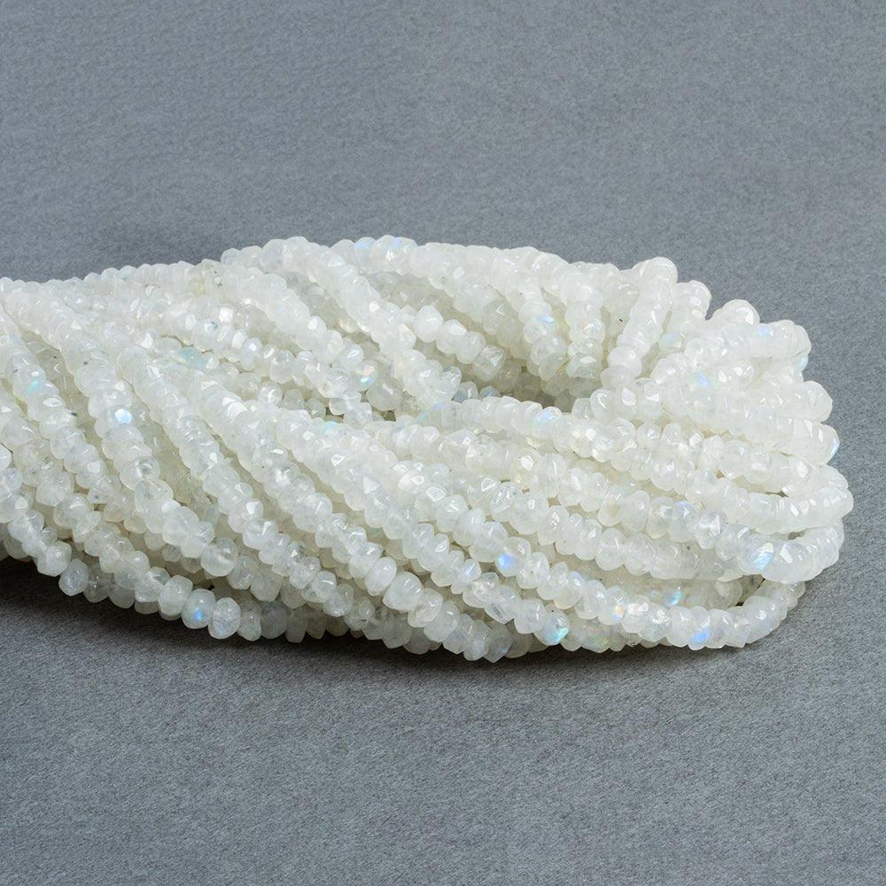 Rainbow Moonstone Handcut faceted rondelle 13 inch 120 beads - The Bead Traders