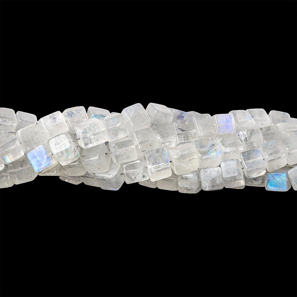 Rainbow Moonstone plain cubes 8 inch 47 beads 4mm average - The Bead Traders