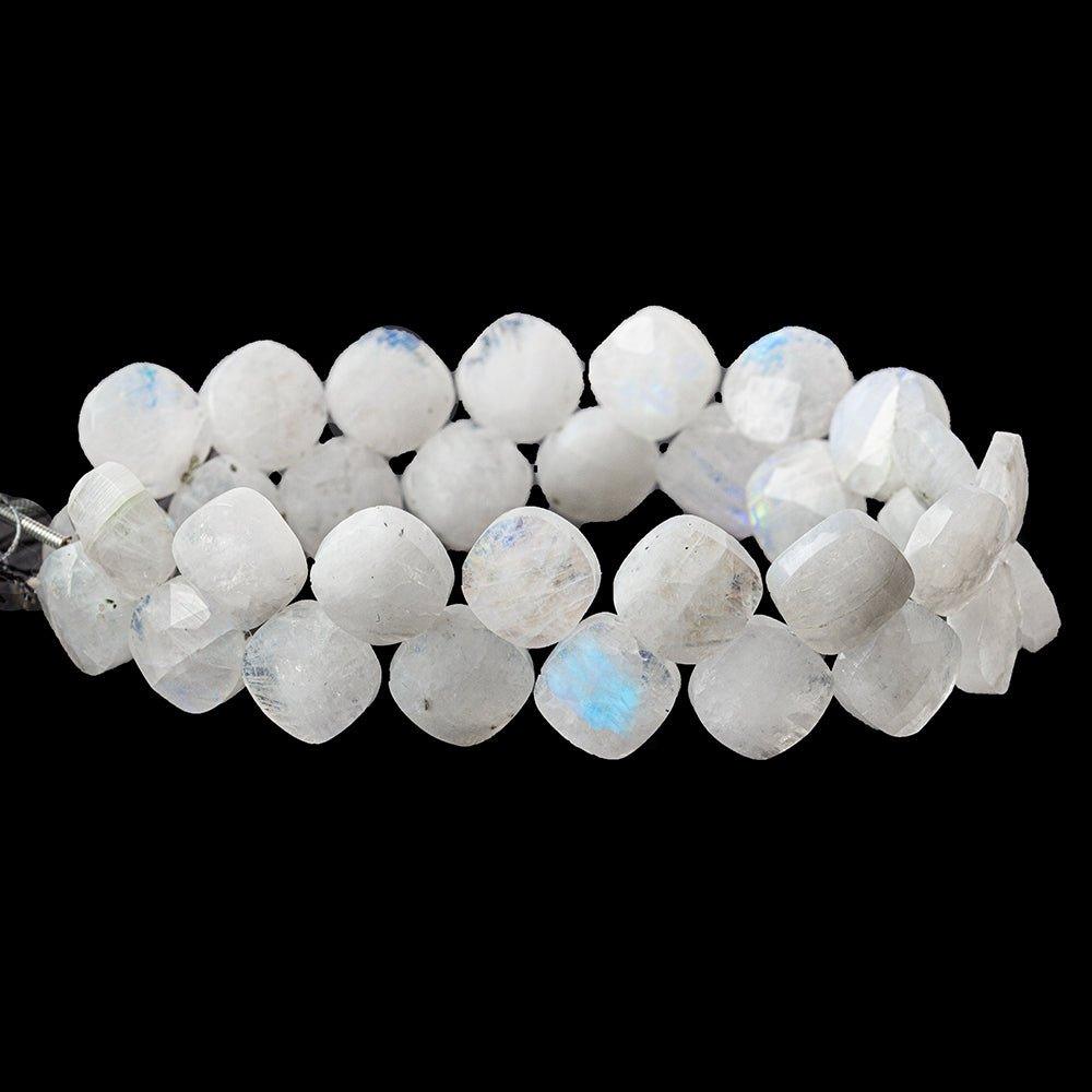 Rainbow Moonstone top drill faceted pillows 7 inch 31 beads 10x10mm average - The Bead Traders