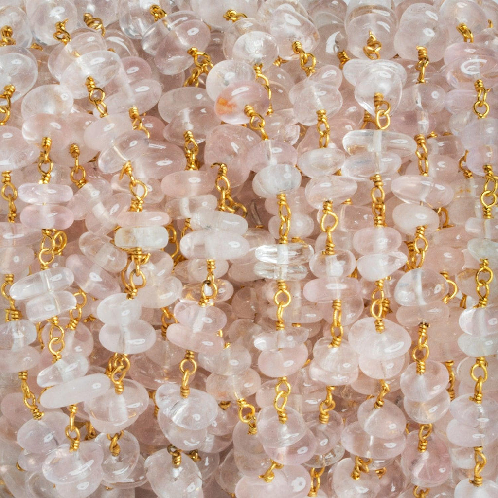 Rose Quartz Double Nugget Gold Chain 62 pieces - The Bead Traders
