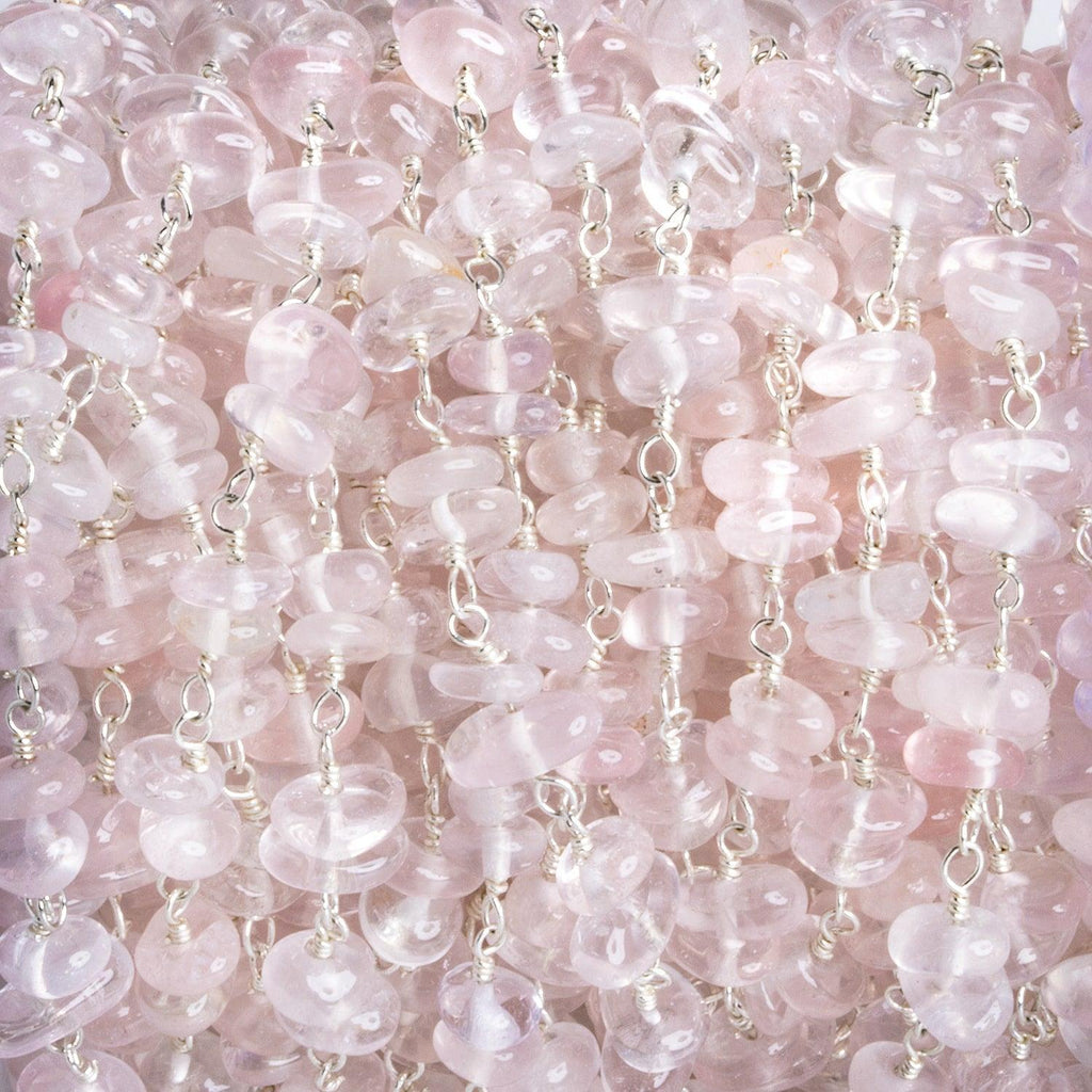 Rose Quartz Double Nugget Silver Chain 62 pieces - The Bead Traders