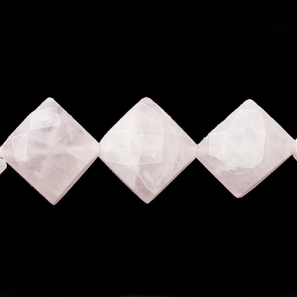 Rose Quartz Faceted Square Beads, - The Bead Traders