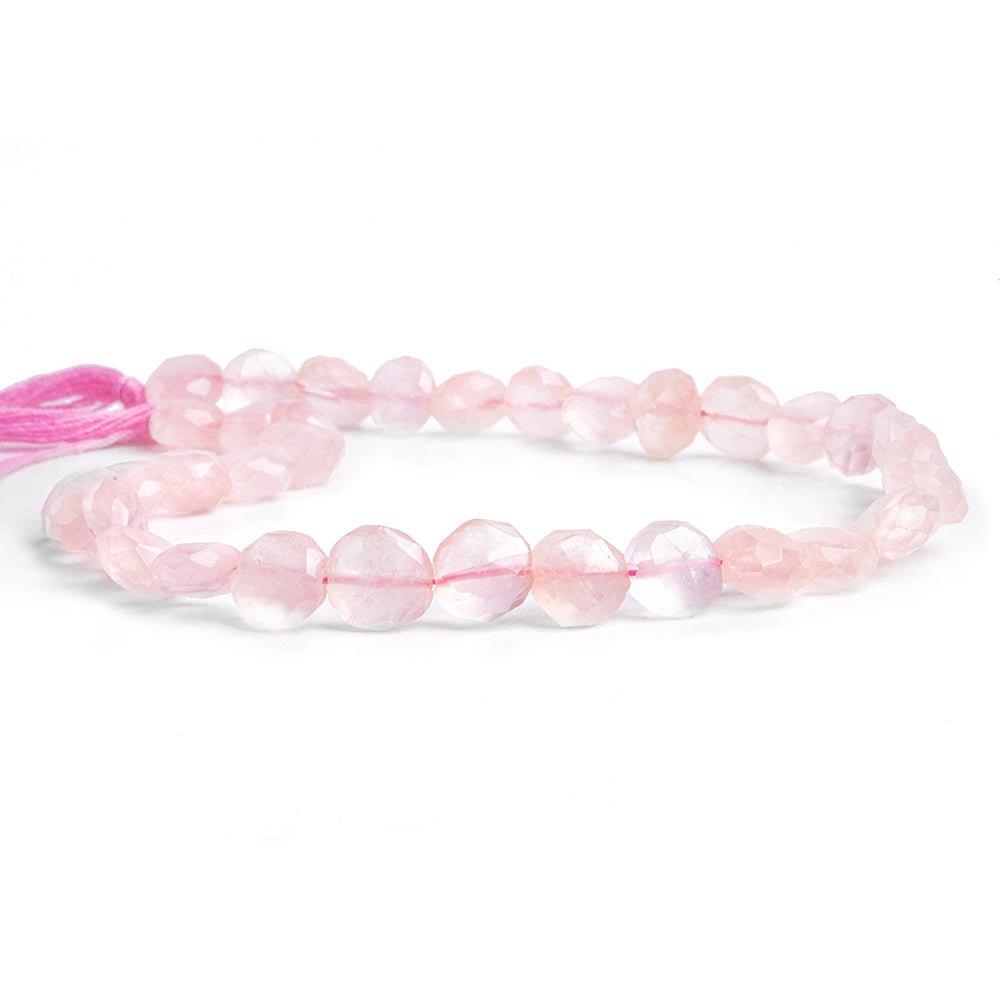 Rose Quartz Fancy Faceted Coin Beads 10 inch 35 pieces - The Bead Traders