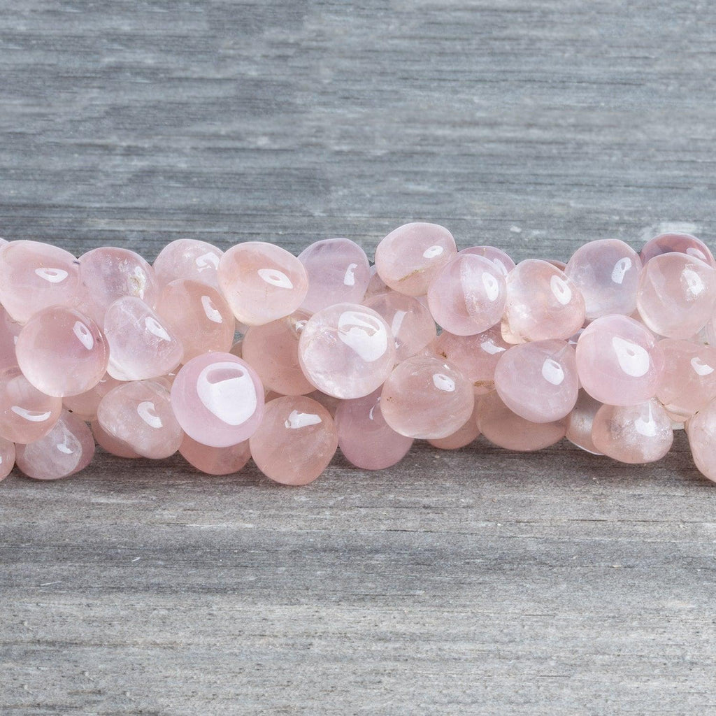 Rose Quartz Plain Candy Kisses 8 inch 40 beads - The Bead Traders