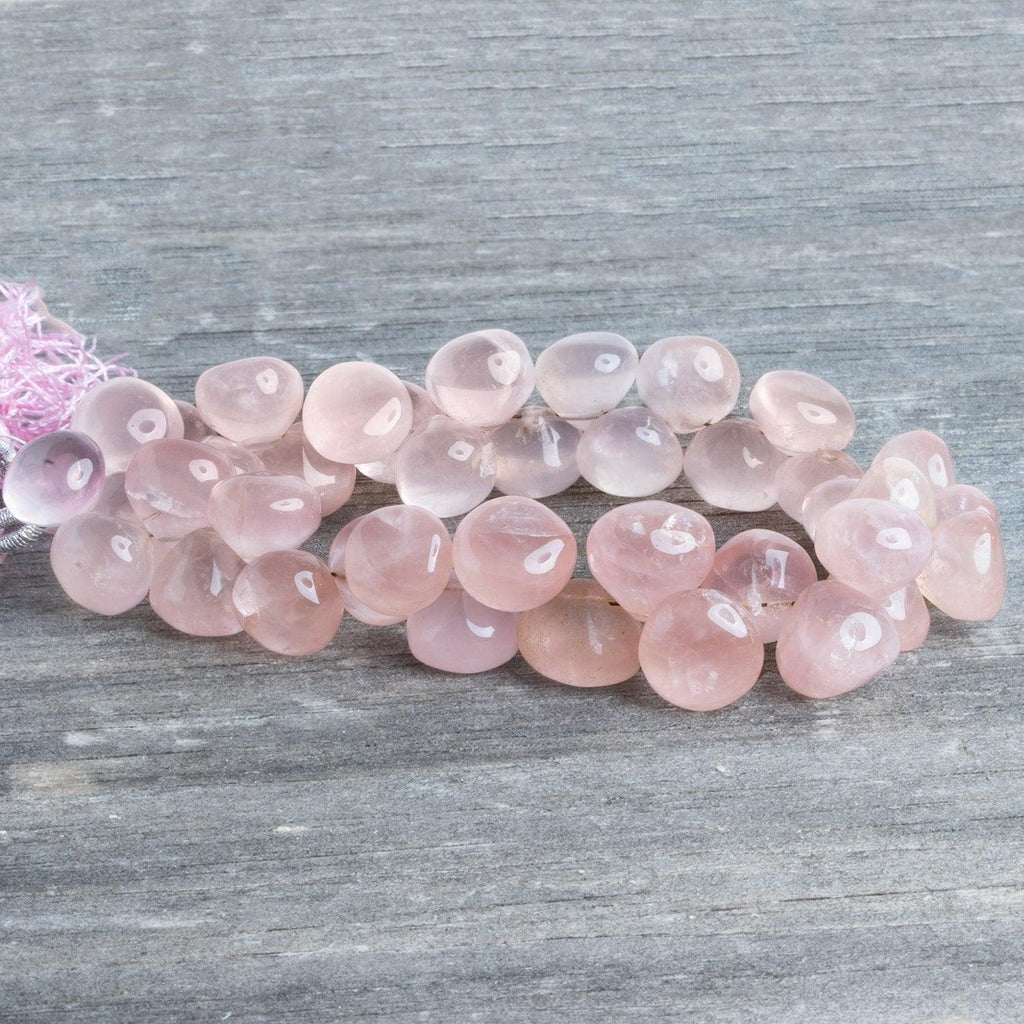 Rose Quartz Plain Candy Kisses 8 inch 40 beads - The Bead Traders
