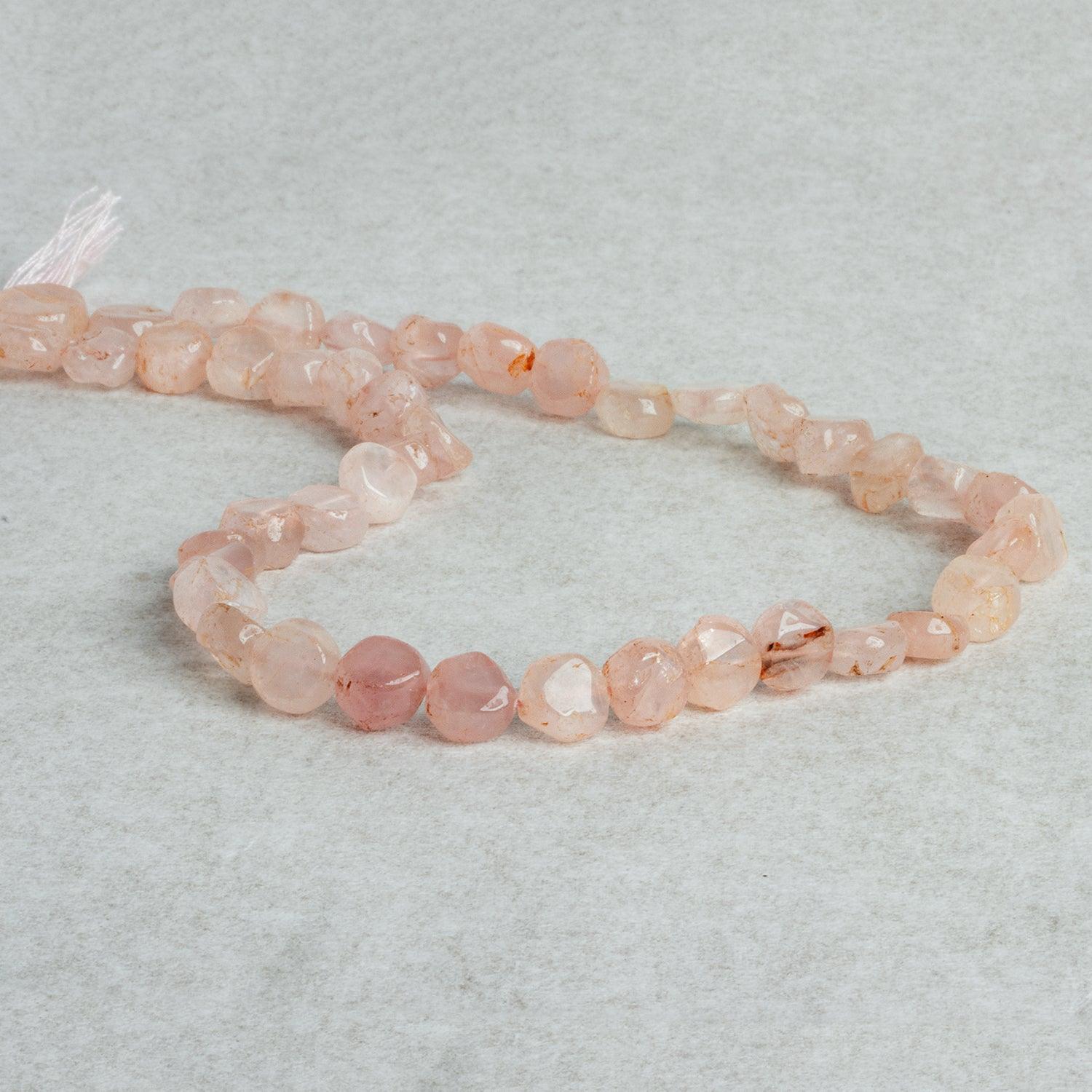 Rose Quartz Plain Coin Beads 14 inch 45 pieces - The Bead Traders