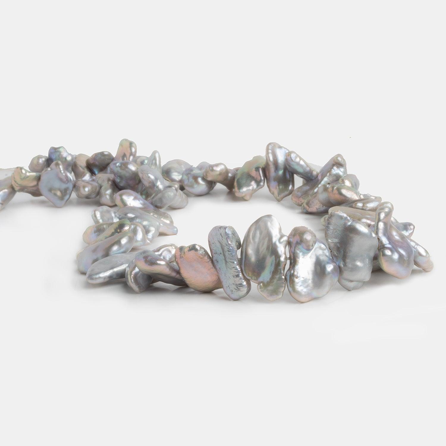 Rose Silver Biwa Freshwater Pearl 15 inch 45 pieces - The Bead Traders
