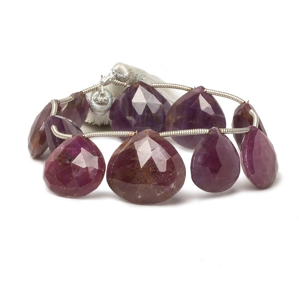 Ruby Faceted Heart Briolette Beads 6.25 inch 10 pieces - The Bead Traders
