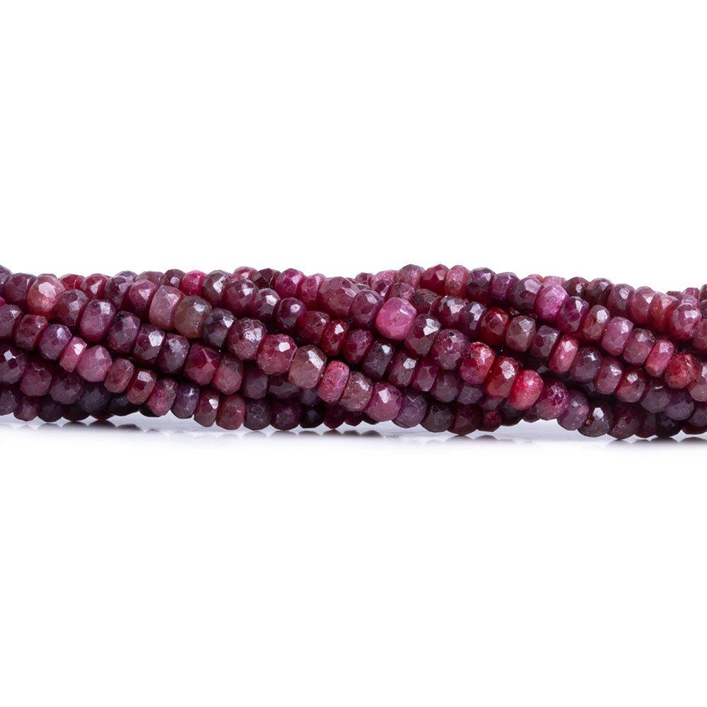 Ruby Faceted Rondelle Beads 13 inch 130 pieces - The Bead Traders