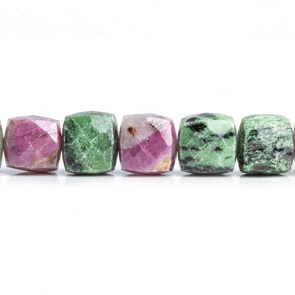 Ruby in Marble & Zoisite Faceted Cube Beads 8 inch 28 pieces - The Bead Traders