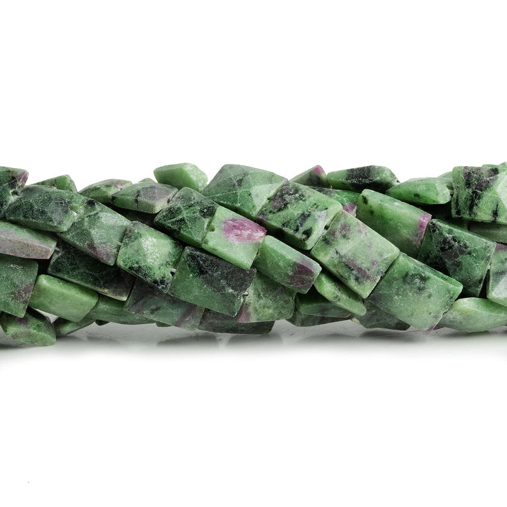 Ruby in Zoisite Handcut Rectangles 15 inch 30 beads - The Bead Traders