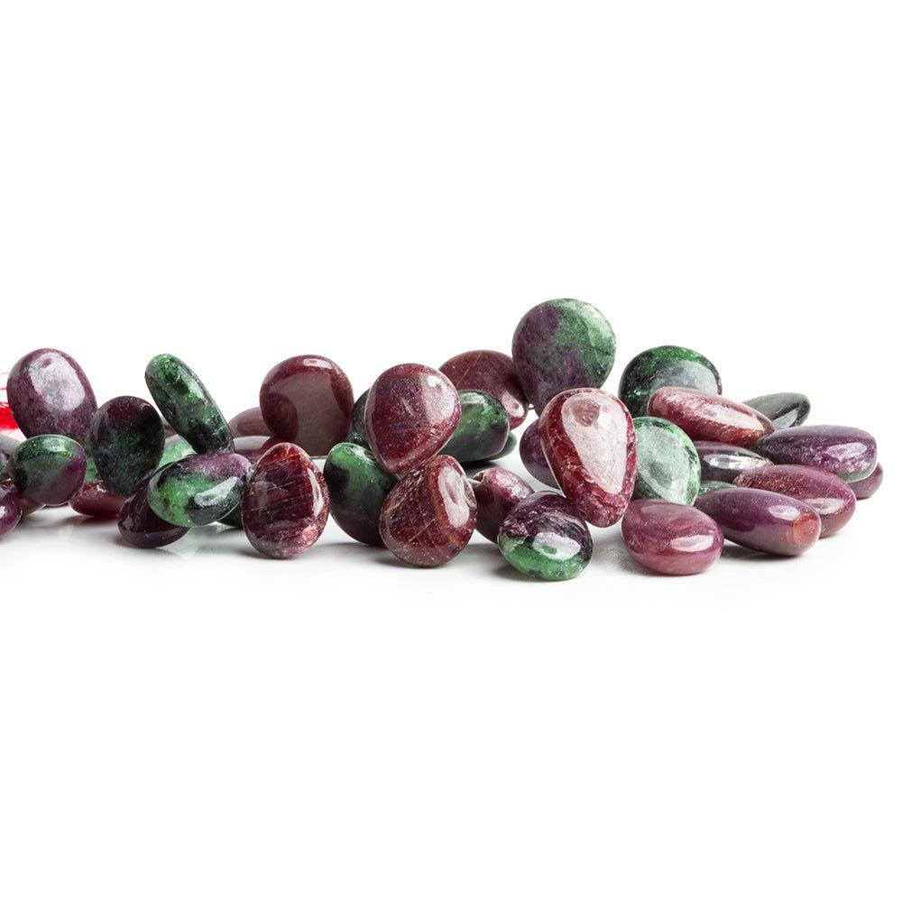 Ruby in Zoisite Plain Pear Beads 8 inch 48 pieces - The Bead Traders