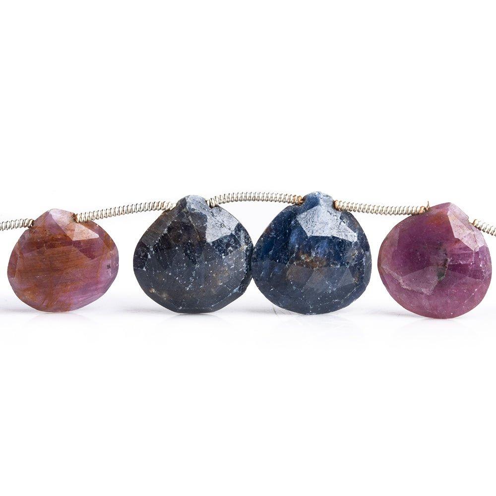 Ruby & Sapphire Faceted Heart Beads 8 inch 13 pieces - The Bead Traders