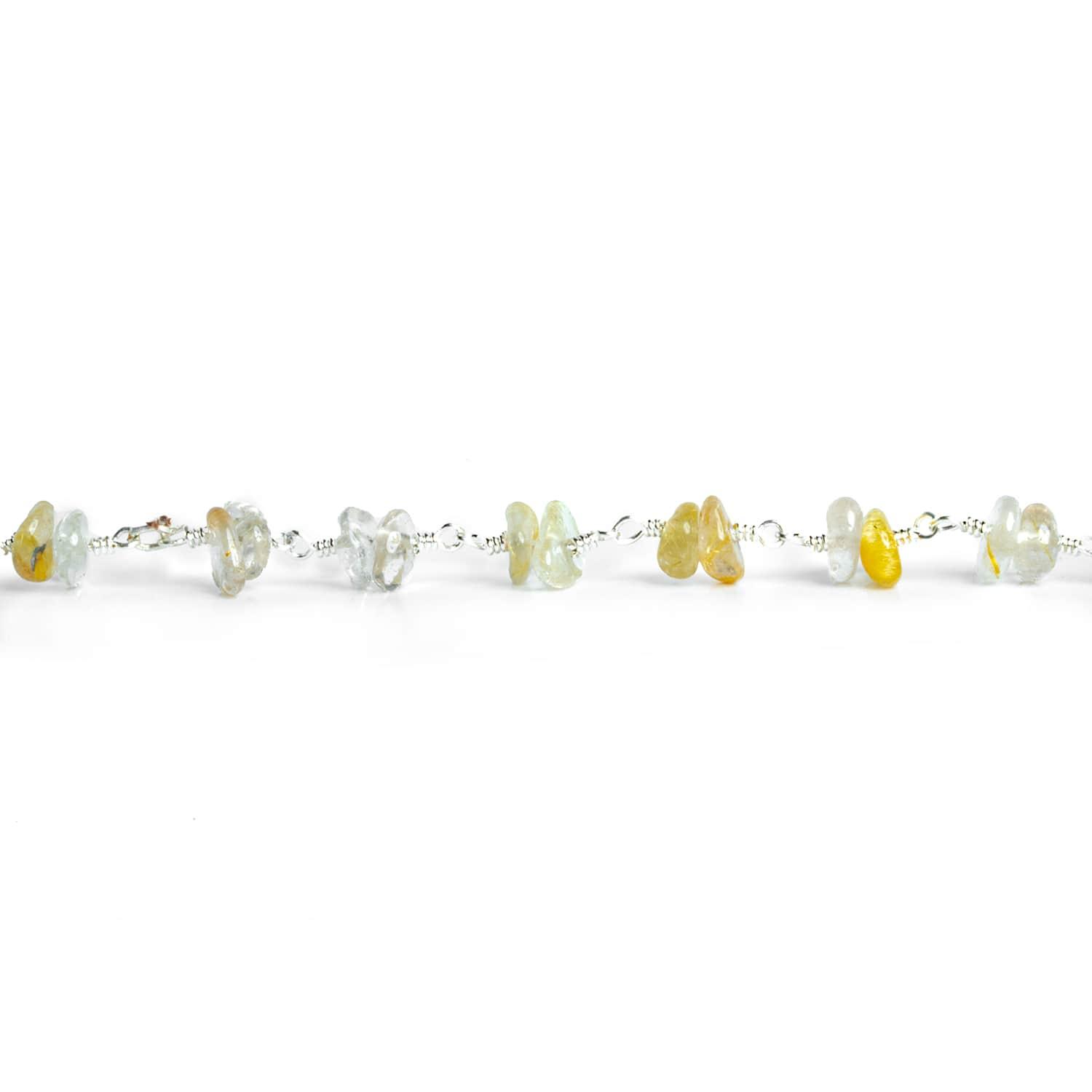 Rutilated Quartz Double Nugget Silver Chain 60 pieces - The Bead Traders