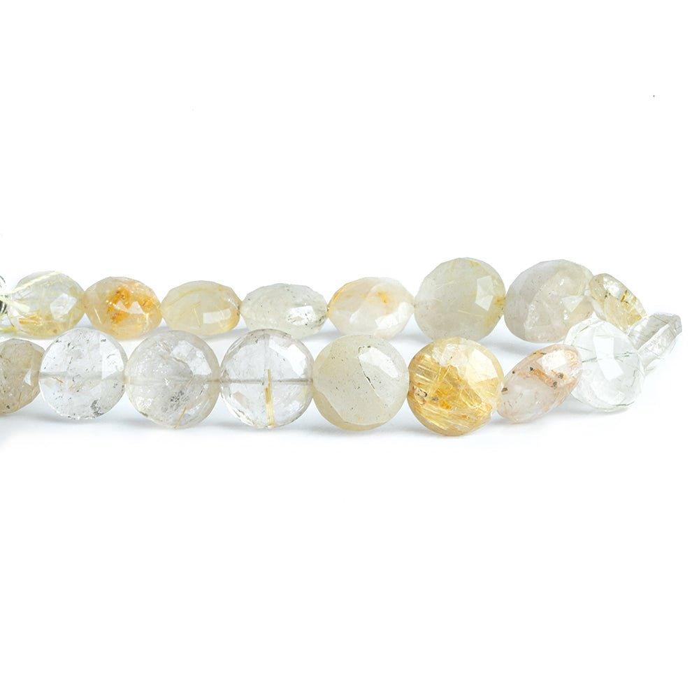 Rutilated Quartz Faceted Coin Beads 8 inch 19 pieces - The Bead Traders
