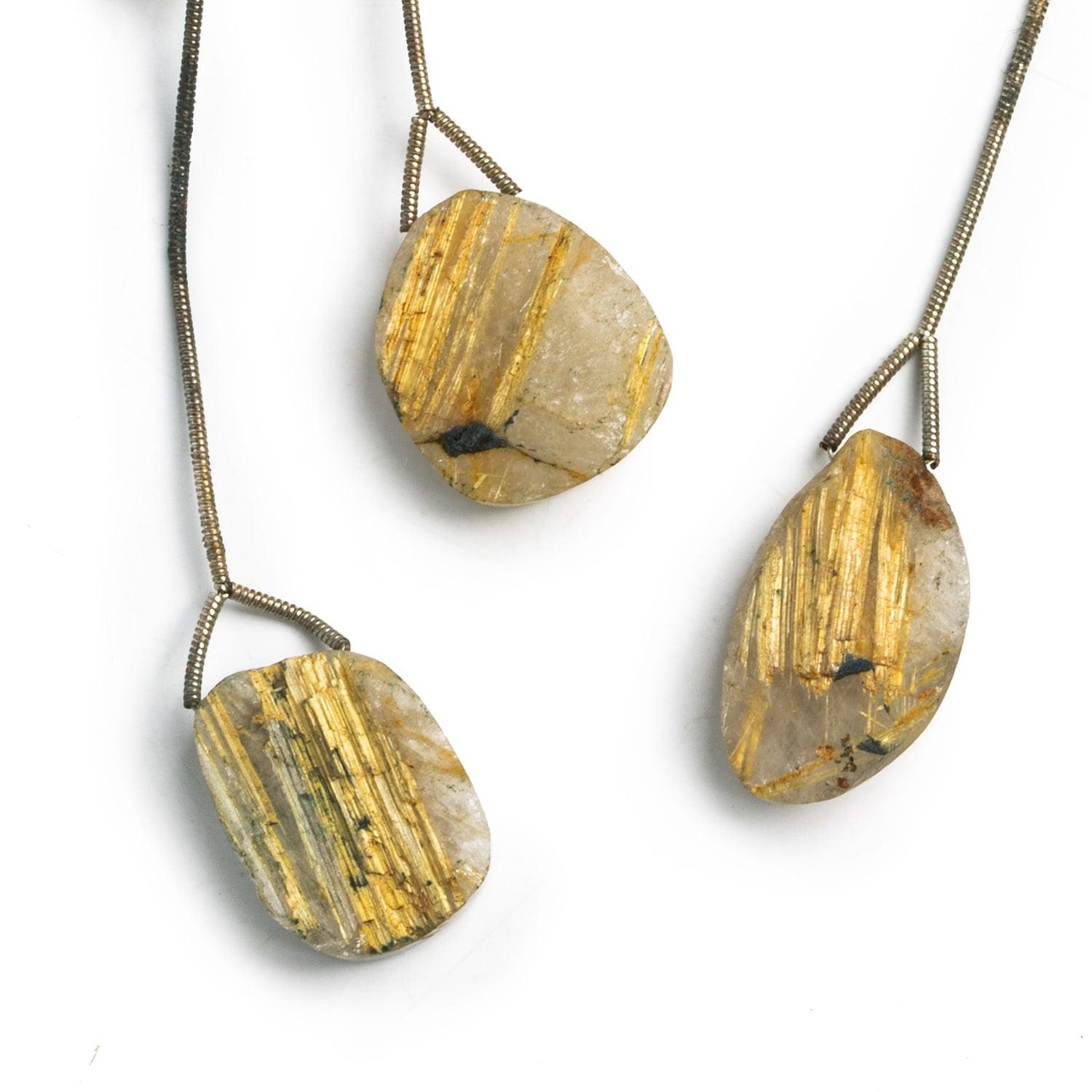 Rutilated Quartz Thick Slice Focal Bead 1 Piece - The Bead Traders