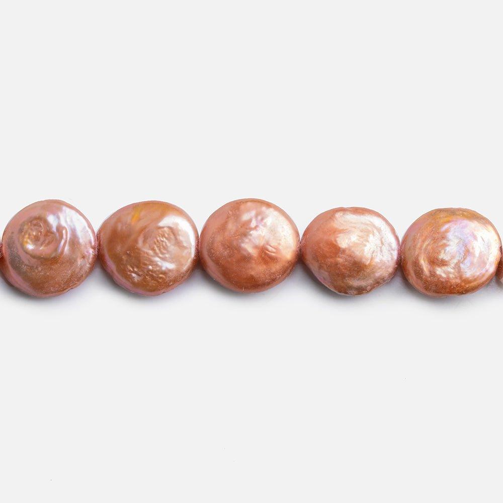 Salmon Freshwater Coin Pearls 15 inch 33 pieces - The Bead Traders