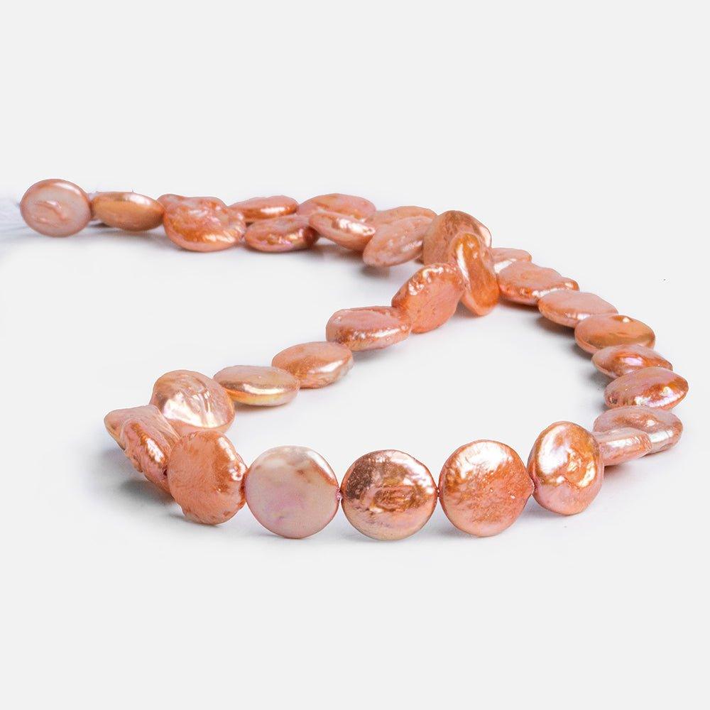 Salmon Freshwater Coin Pearls 15 inch 33 pieces - The Bead Traders