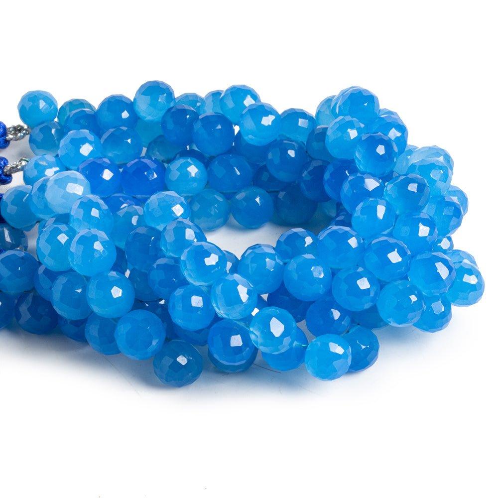 Santorini Blue Chalcedony faceted candy kiss beads 8 inch 50 pieces - The Bead Traders