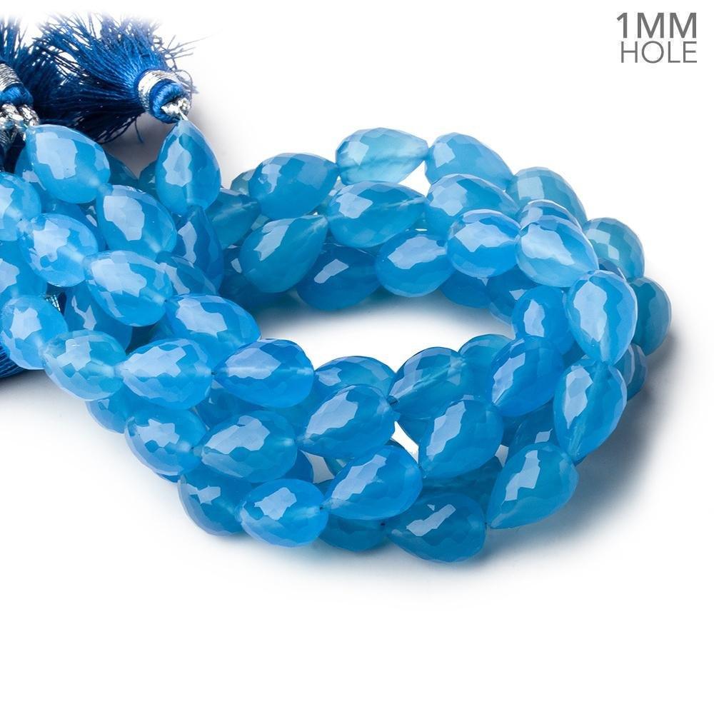 Santorini Blue Chalcedony Faceted Teardrop Beads 8 inch 17 pieces - The Bead Traders