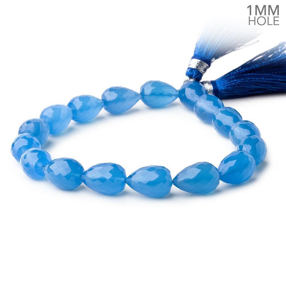 Santorini Blue Chalcedony Faceted Teardrop Beads 8 inch 17 pieces - The Bead Traders