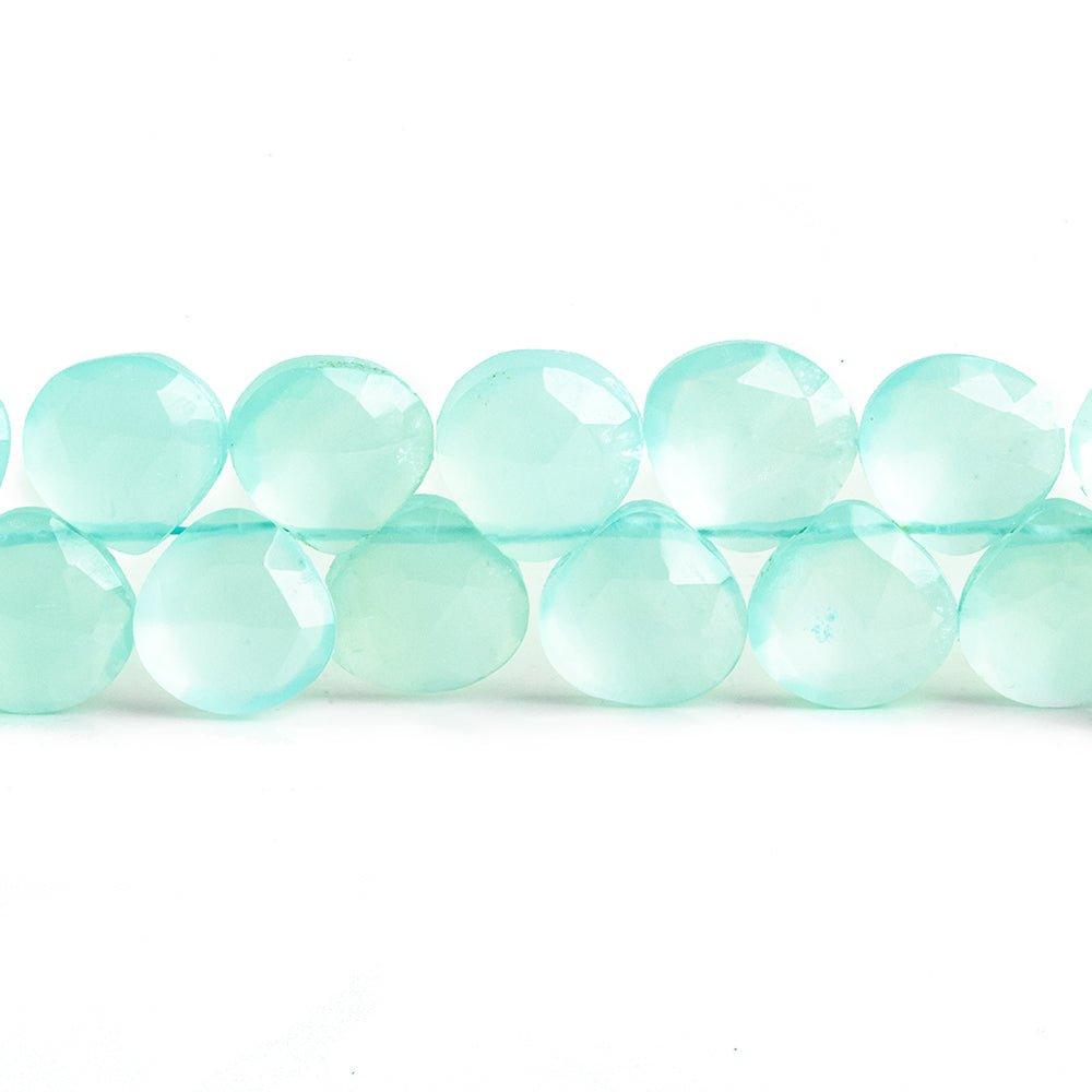Seafoam Blue Chalcedony Faceted Heart Beads 8 inch 45 pieces - The Bead Traders