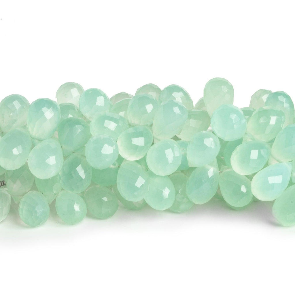 Seafoam Chalcedony Faceted Teardrops 5.5 inch 37 beads - The Bead Traders
