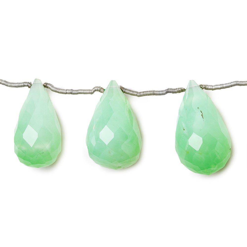 Seafoam Green Chalcedony Faceted Teardrop beads 9 pieces - The Bead Traders