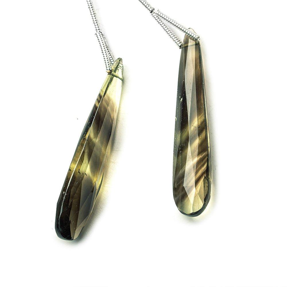 Set of 2 Bi-Colored Quartz faceted pear Pendant focal beads 30x10mm average - The Bead Traders