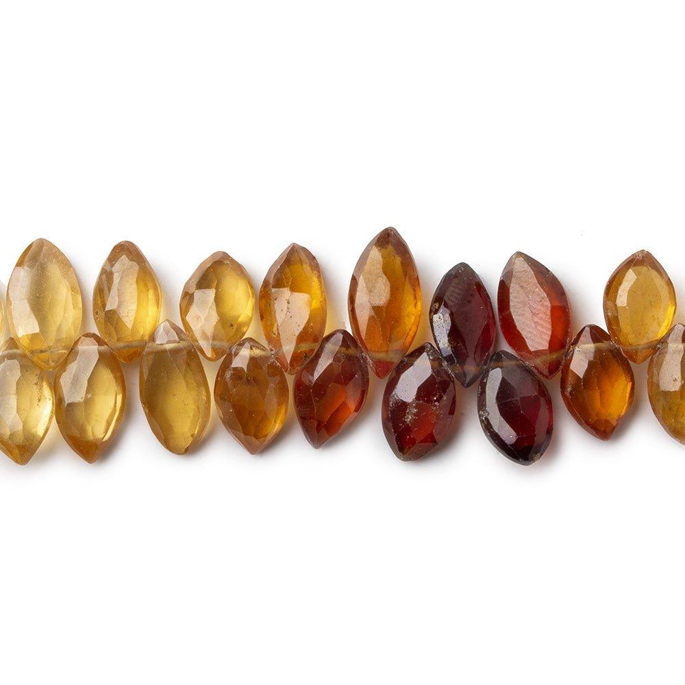 Shaded Hessonite Garnet Beads Faceted 13x7x4-14x7x4mm Marquise, 8" length, 48 pcs - The Bead Traders