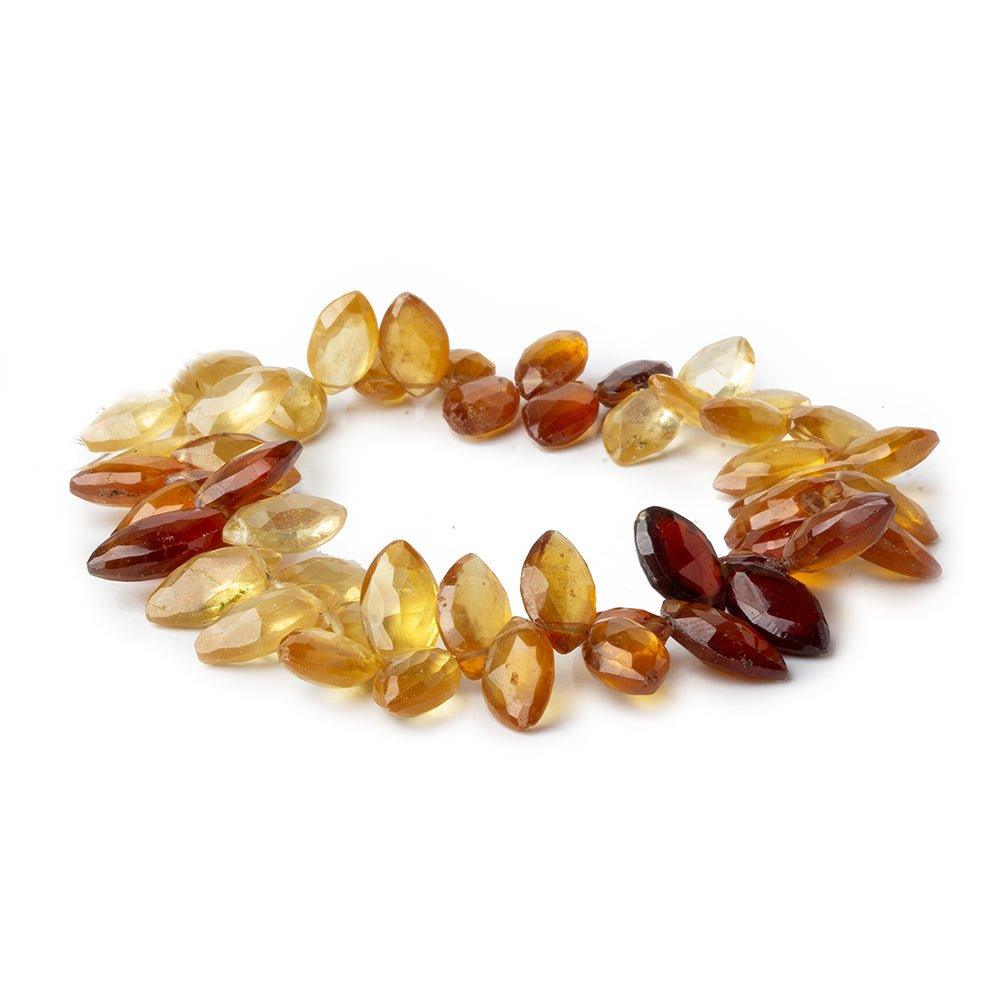 Shaded Hessonite Garnet Beads Faceted 13x7x4-14x7x4mm Marquise, 8" length, 48 pcs - The Bead Traders