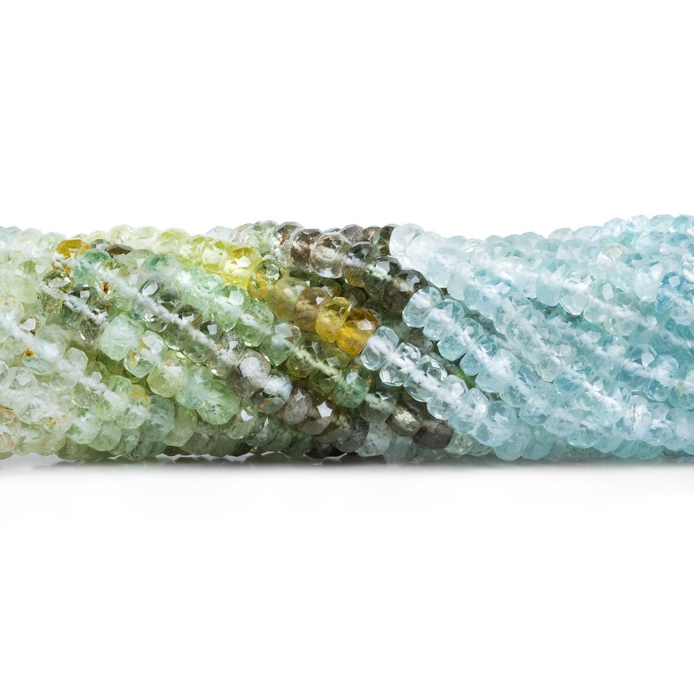 Shaded Moss Aquamarine Faceted Rondelle Beads 16 inch 150 pieces - The Bead Traders