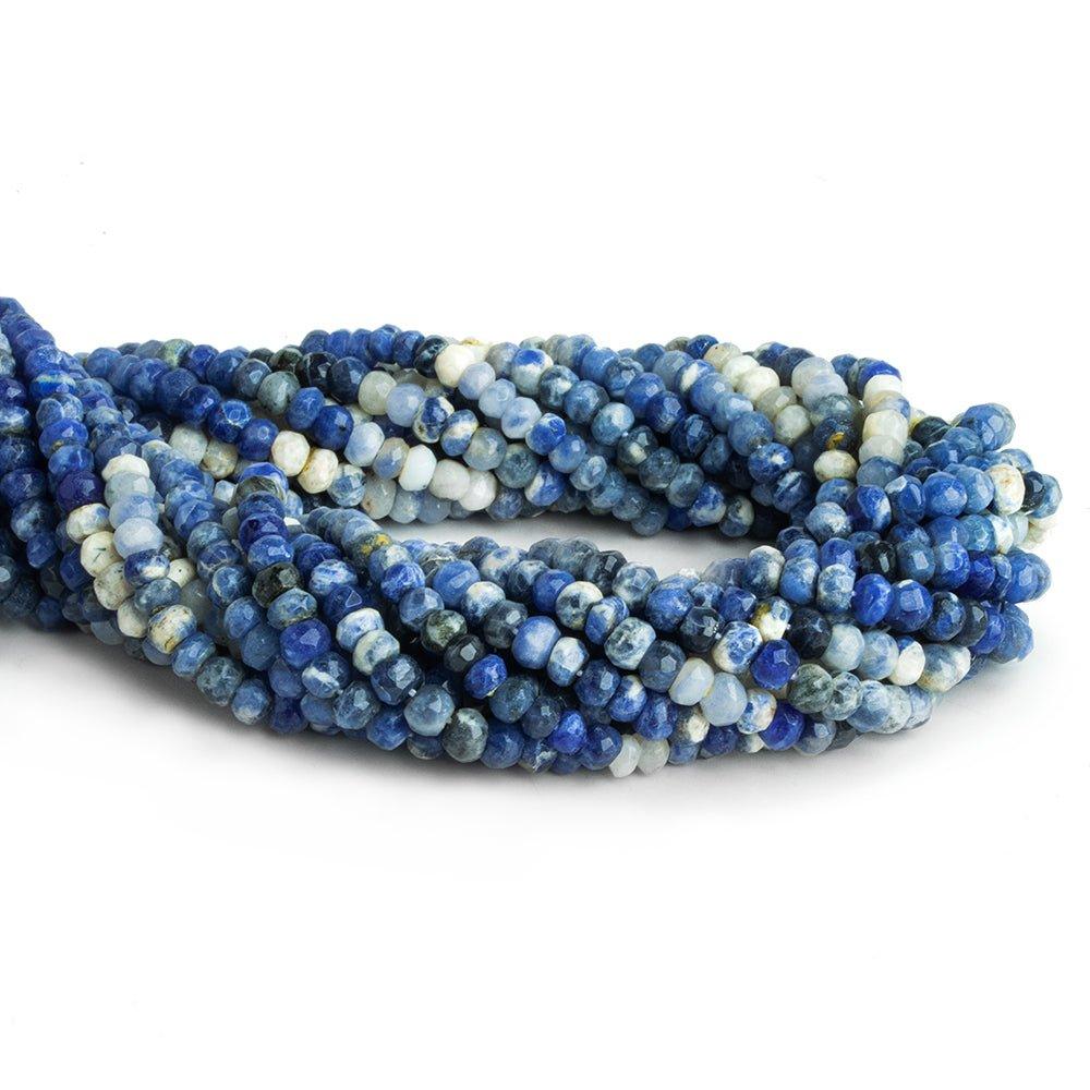 Shaded Sodalite Hand Cut Faceted Rondelle Beads 12 inch 100 pieces - The Bead Traders