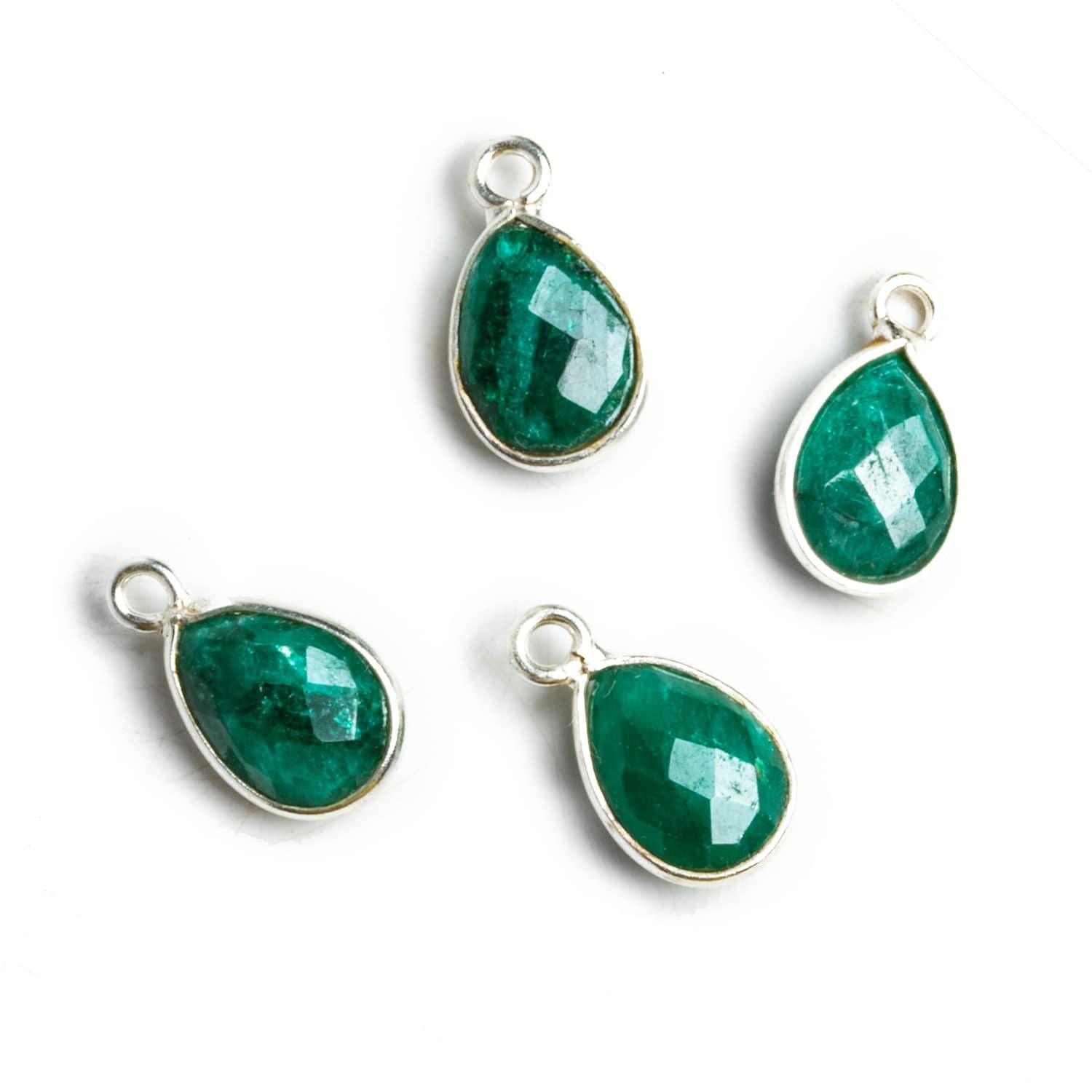 Silver Bezeled Emerald Pear Pendants Set of 4 - The Bead Traders