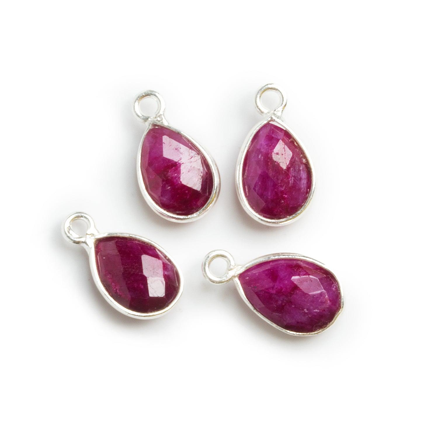 Silver Bezeled Ruby Pear Pendants Set of 4 - The Bead Traders