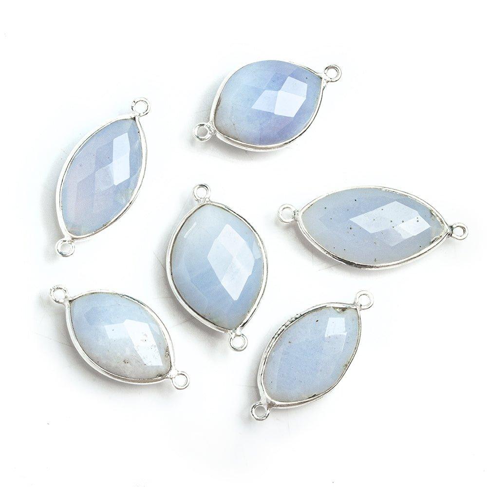 Silver Bezeled Turkish Chalcedony Marquise Pendant 1 Piece - The Bead Traders