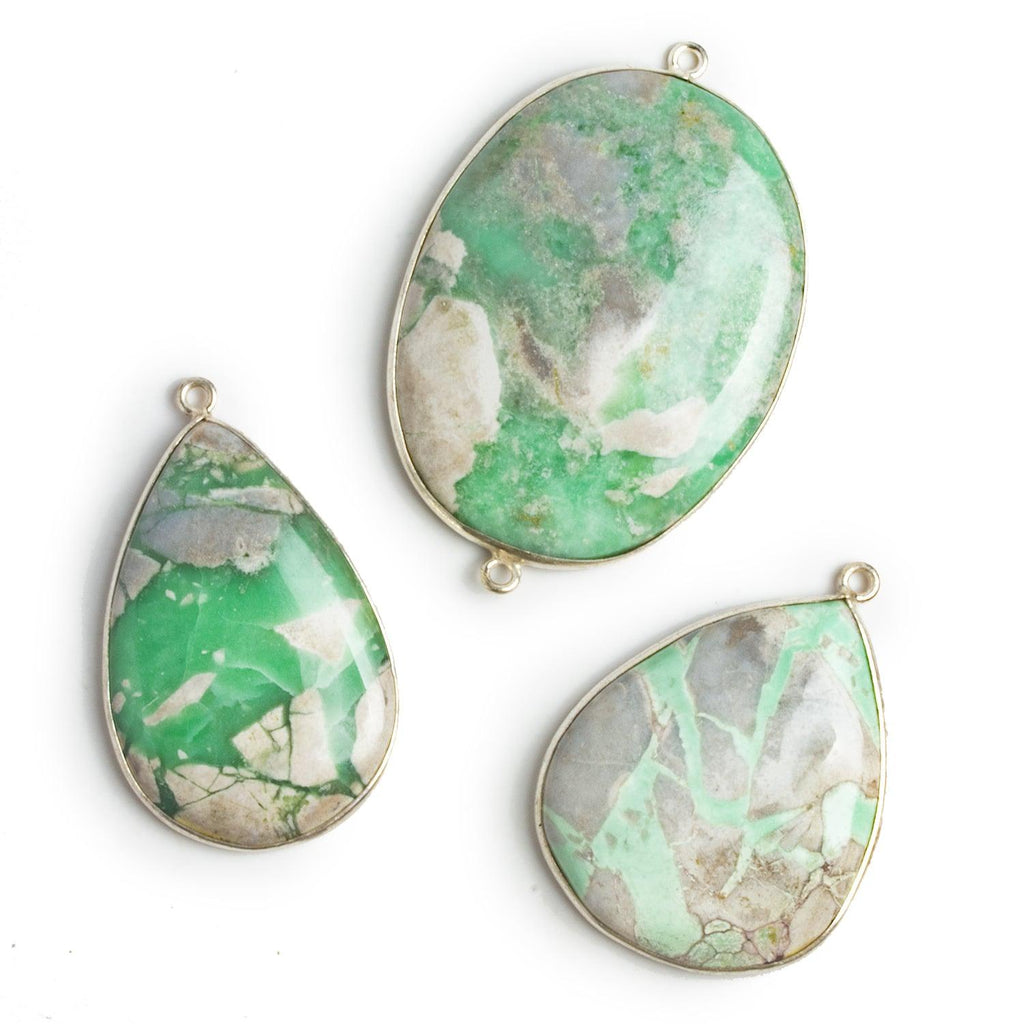 Silver Bezeled Variscite Pendants - Lot of 3 - The Bead Traders