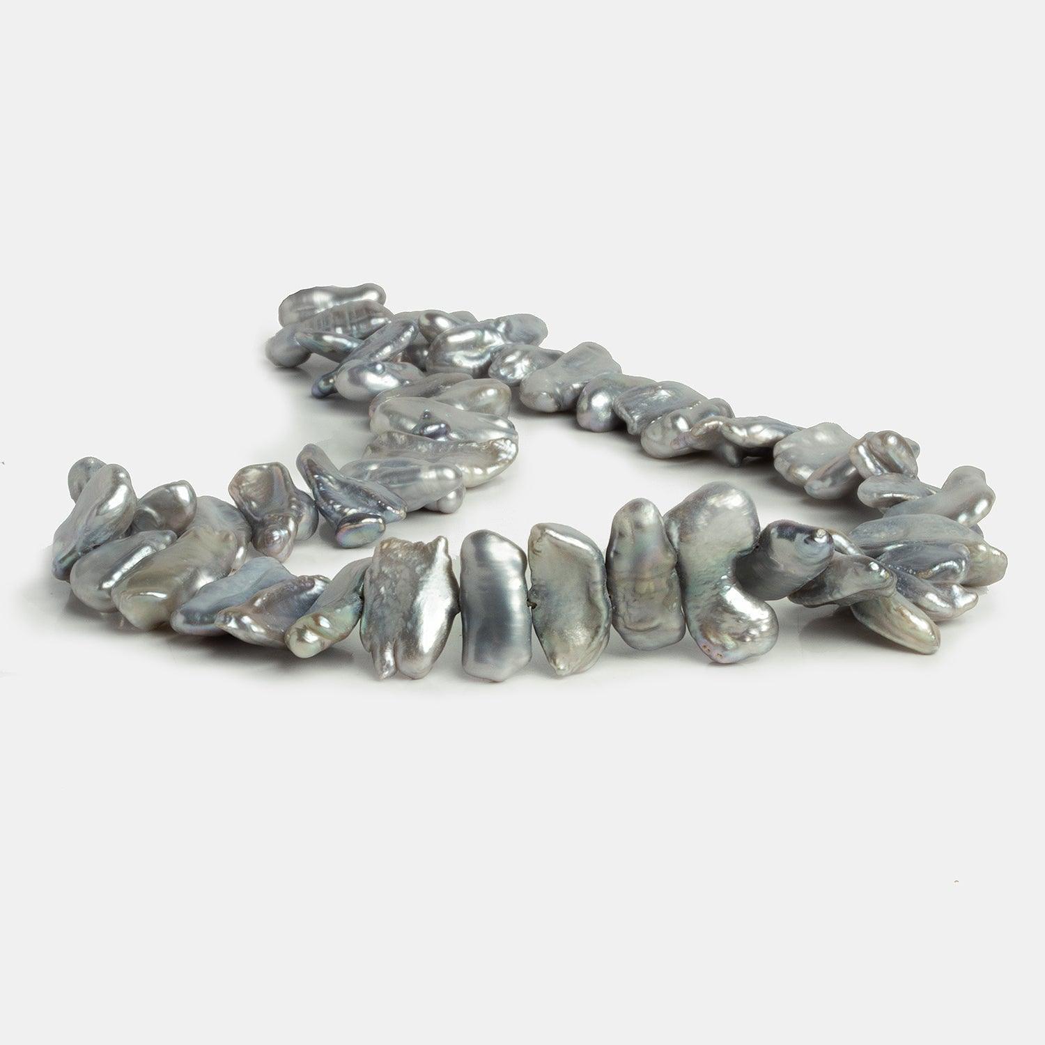Silver Biwa Freshwater Pearl 15 inch 48 pieces - The Bead Traders