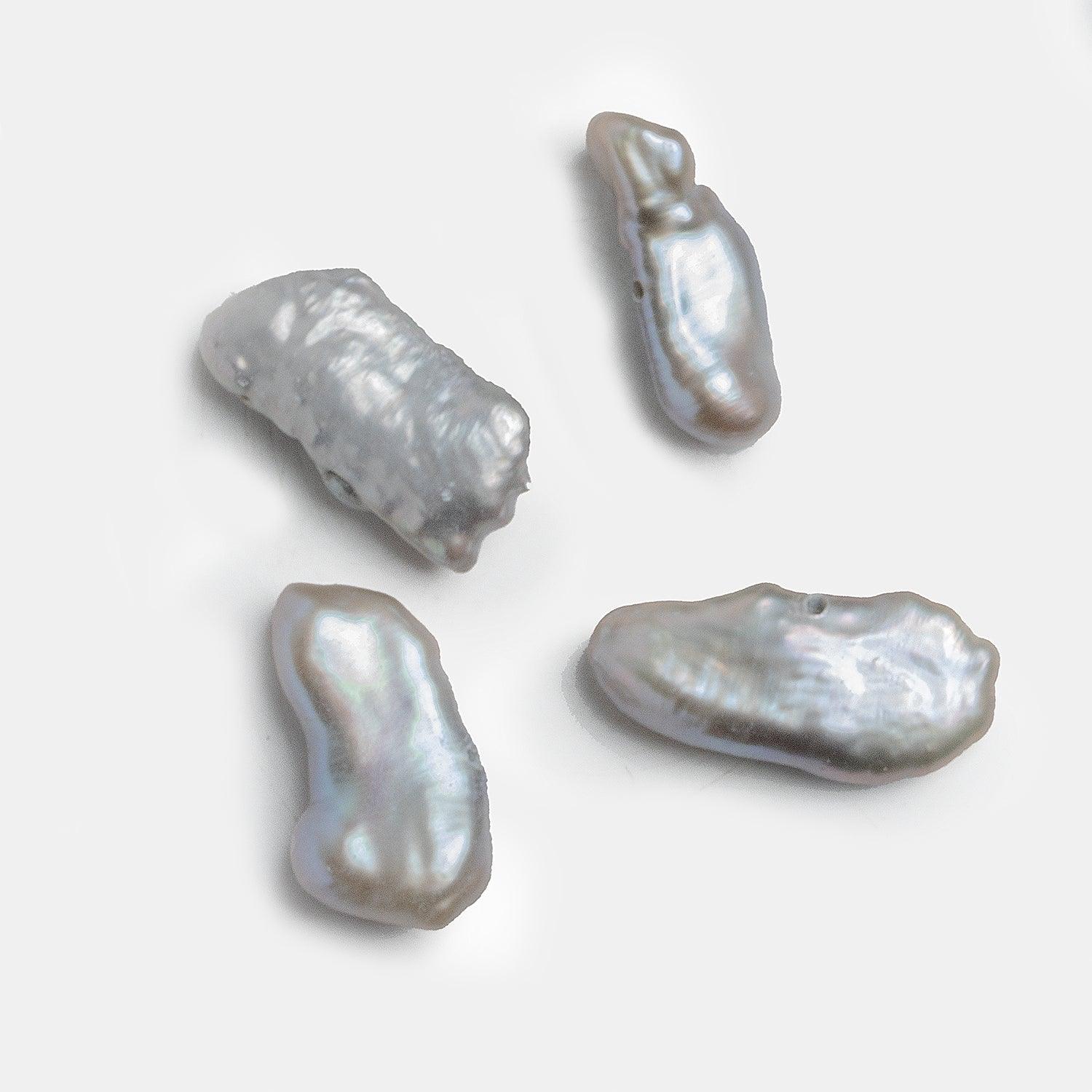 Silver Biwa Side Drilled Freshwater Pearl Focals - Set of 4 - The Bead Traders