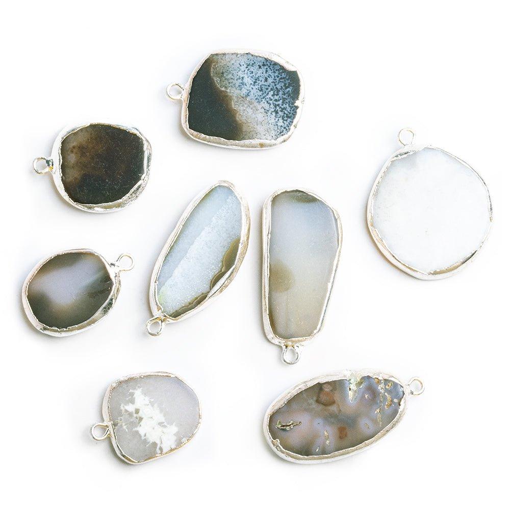 Silver Leafed Agate Pendants - Lot of 8 - The Bead Traders