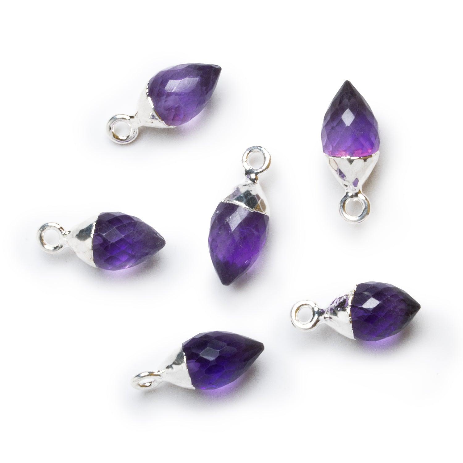 Silver Leafed Amethyst Barrel Marquise Pendant 1 Piece - The Bead Traders