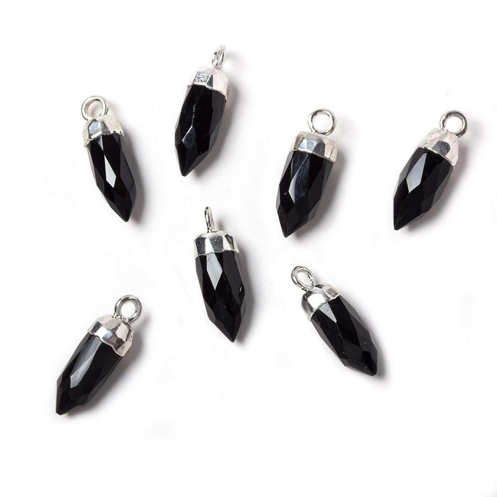 Silver Leafed Black Chalcedony Spike Pendant 1 piece - The Bead Traders