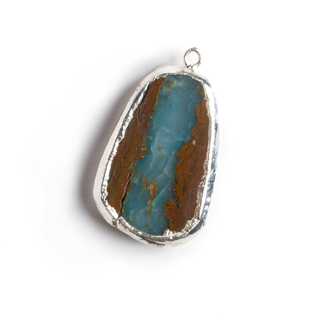 Silver Leafed Blue Peruvian Opal Pendant 1 Piece - The Bead Traders